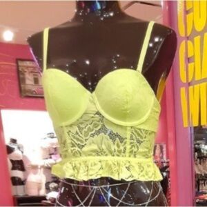 LA SENZA SZ XL Padded Underwire Removable Cross Strap Ruffle Peplum Lace Bra NEW